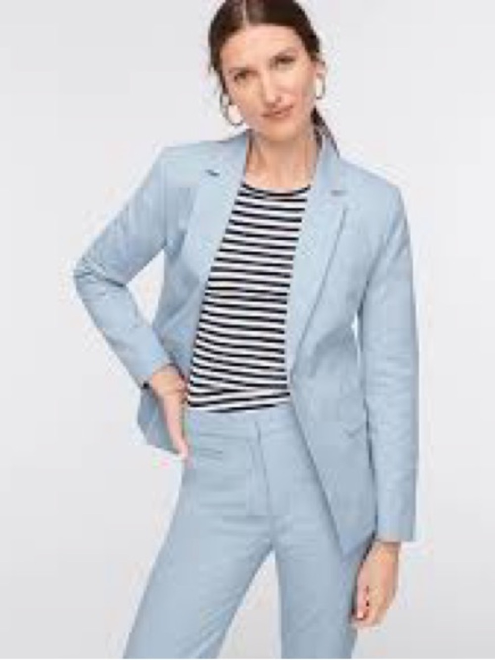 J. Crew French Girl Light Blue Tailored Classic Blazer 100% Italian Cotton SZ 6